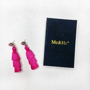Pink Druzy Tassel Earrings